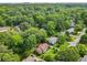 Aerial view of home surrounded by lush trees in a suburban neighborhood at 621 Windgrove Se Dr, Marietta, GA 30067