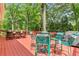 Back deck complete with table, chairs, and a grill overlooking the greenery at 621 Windgrove Se Dr, Marietta, GA 30067