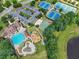 Aerial shot showcasing community amenities, including tennis courts, a pool, and playground at 3595 Millwater Xing, Dacula, GA 30019