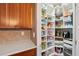 Pantry with custom shelving and ample room for storage in the kitchen area at 3595 Millwater Xing, Dacula, GA 30019