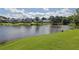 Serene backyard featuring a picturesque lake view and lush green lawn, perfect for relaxation at 4520 Odum Lake Trl, Cumming, GA 30040