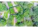 Aerial view of property at 3156 Laurel Way, Snellville, GA, surrounded by mature trees, as outlined in blue at 3156 Laurel Way, Snellville, GA 30078