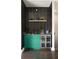 Wet bar with stylish black backsplash and green cabinets features a beverage fridge at 345 Glen Iris Ne Dr # 5, Atlanta, GA 30312