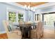 Elegant dining room featuring wood floors, modern lighting, and easy access to an outdoor patio for seamless entertaining at 1658 E Clifton Ne Rd, Atlanta, GA 30307