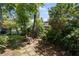 Backyard featuring lush greenery, and a brick pathway with a home and fence visible in the background at 881 Mclinden Se Ave, Smyrna, GA 30080