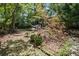 View of the backyard featuring a mix of mature trees, bushes, and areas of patchy grass at 881 Mclinden Se Ave, Smyrna, GA 30080