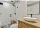 Contemporary bathroom features a glass shower and sleek fixtures at 121 Fairway Overlook, Woodstock, GA 30188