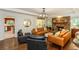 Open concept living room with hardwood floors and fireplace at 210 Hunters Vw, Roswell, GA 30075