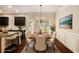 Dining room area featuring hardwood floors, chandelier, and wainscoting at 2725 Morgan Glen Rd, Buford, GA 30519