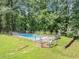 Fenced backyard pool surrounded by a lush, green landscape, perfect for relaxation and outdoor fun at 250 Daileys Plantation Dr, Mcdonough, GA 30253