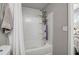 Clean, white bathroom with a shower/tub combination and neutral-colored walls at 1753 Liberty Pkwy, Atlanta, GA 30318