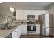 Modern kitchen featuring stainless steel appliances, granite countertops, and white cabinets at 1244 Harris Commons Pl, Roswell, GA 30076