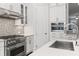 Modern kitchen with stainless steel appliances, white cabinets, and mosaic backsplash at 18 Peachtree Ne Ave # 5, Atlanta, GA 30305