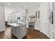 Bright kitchen with white cabinets, stainless steel appliances, and a gray kitchen island at 18 Peachtree Ne Ave # 5, Atlanta, GA 30305