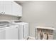 Laundry room featuring a washer and dryer with white cabinets and laundry storage at 2845 Aquitania Ln, Cumming, GA 30040