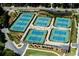 An aerial shot showcases multiple well-maintained tennis courts, providing a clear view of the complex at 785 Wilson Nw Rd, Atlanta, GA 30318