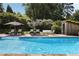 Inviting pool area with lounge chairs, umbrellas, and a charming pool house at 1656 N Pelham Ne Rd, Atlanta, GA 30324