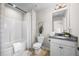 This bathroom features granite countertops, a shower-tub combo and neutral colors at 1004 Bayrose Cir, East Point, GA 30344