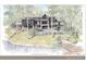 Detailed rear exterior rendering with multiple decks, lake view and stone foundation of this home at 8316 Hewlett Rd, Sandy Springs, GA 30350