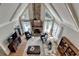 Open living room with a stone fireplace, high ceilings, and ample natural light at 10195 Brier Mill Ct, Alpharetta, GA 30022