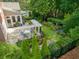 Lush backyard featuring a stone patio, pergola, elegant landscaping, and a glimpse of a refreshing pool at 1382 Murrays Loch Nw Pl, Kennesaw, GA 30152