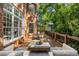 Spacious wooden deck with comfortable outdoor furniture for lounging and enjoying the backyard view at 125 Franklin Pl, Atlanta, GA 30342