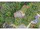 Aerial view of the home showcasing its location, roof, driveway, and surrounding mature trees at 4544 Cavallon Nw Way, Acworth, GA 30101