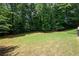 Expansive backyard featuring a large lawn surrounded by mature trees and shrubbery at 3045 Moss Stone Lane Sw Ln, Marietta, GA 30064