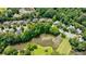 Scenic aerial view of a residential neighborhood with pond and lush green trees at 4310 Granby Way, Marietta, GA 30062