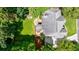 Aerial view of backyard featuring a stone patio with fire pit and a private deck at 4310 Granby Way, Marietta, GA 30062