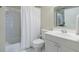 Bathroom with a shower-tub combination and single sink vanity and mirror at 4310 Granby Way, Marietta, GA 30062