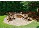 Backyard fire pit area with Adirondack chairs, nestled in a secluded, wooded setting, offers a cozy retreat at 4310 Granby Way, Marietta, GA 30062