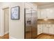 Stainless steel refrigerator in kitchen with lots of storage space and a granite countertop at 4310 Granby Way, Marietta, GA 30062