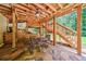 Covered patio area features stone flooring, a ceiling fan, and outdoor furniture, creating a perfect hangout spot at 4310 Granby Way, Marietta, GA 30062