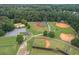 Aerial view of Ocee Park's baseball and softball fields, basketball courts and sand volleyball at 10980 Pinehigh Dr, Alpharetta, GA 30022