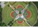 Aerial view of park featuring baseball fields, playgrounds, and covered picnic areas at 10980 Pinehigh Dr, Alpharetta, GA 30022