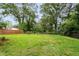 Large grassy backyard enclosed by wood and chainlink fences with mature trees at 814 S Mcdonough St, Decatur, GA 30030