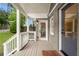 Front porch with white columns and railing, gray painted brick, and a storm door at 814 S Mcdonough St, Decatur, GA 30030
