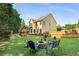 This backyard has a fire pit and playground perfect for outdoor entertainment and Gathering fun at 2740 Greymont Ct, Cumming, GA 30041