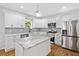 Modern kitchen with stainless steel appliances, white cabinets, and a central island at 275 Springs Xing, Canton, GA 30114