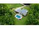 Aerial view of a charming two-story home, pool, outdoor living spaces and a lush yard at 2101 Thomas Rd, Canton, GA 30115
