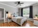Cozy bedroom with hardwood floors, a ceiling fan, and bright natural light at 2101 Thomas Rd, Canton, GA 30115