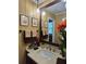 Stylish bathroom featuring a dark wood vanity cabinet and a solid surface countertop at 4094 Carlisle Pl, Stone Mountain, GA 30083
