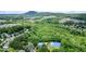 Scenic aerial view of community pool and tennis courts set amidst lush greenery and homes, surrounded by mature trees at 4003 Coachman Ct, Cumming, GA 30040