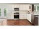 Well-equipped kitchen featuring stainless steel appliances, stylish backsplash, and ample cabinet space at 4003 Coachman Ct, Cumming, GA 30040