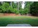 Landscaped backyard featuring mature trees and a privacy fence at 1137 Misty Valley Ct, Lawrenceville, GA 30045