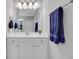 Bathroom with white cabinets and a large mirror. Blue towel at 2980 Prestwood Dr, Cumming, GA 30040