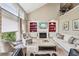 Bright living room featuring large windows, fireplace, built-ins, and comfortable seating at 5511 Highland Preserve Dr, Mableton, GA 30126