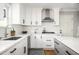 Modern kitchen with white cabinetry, quartz countertops, and stainless steel appliances at 2689 Spring Rock Ne Ct, Roswell, GA 30075