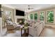 Inviting living room featuring a fireplace, large windows, and comfortable seating arrangements at 3405 Camellia Ln, Suwanee, GA 30024